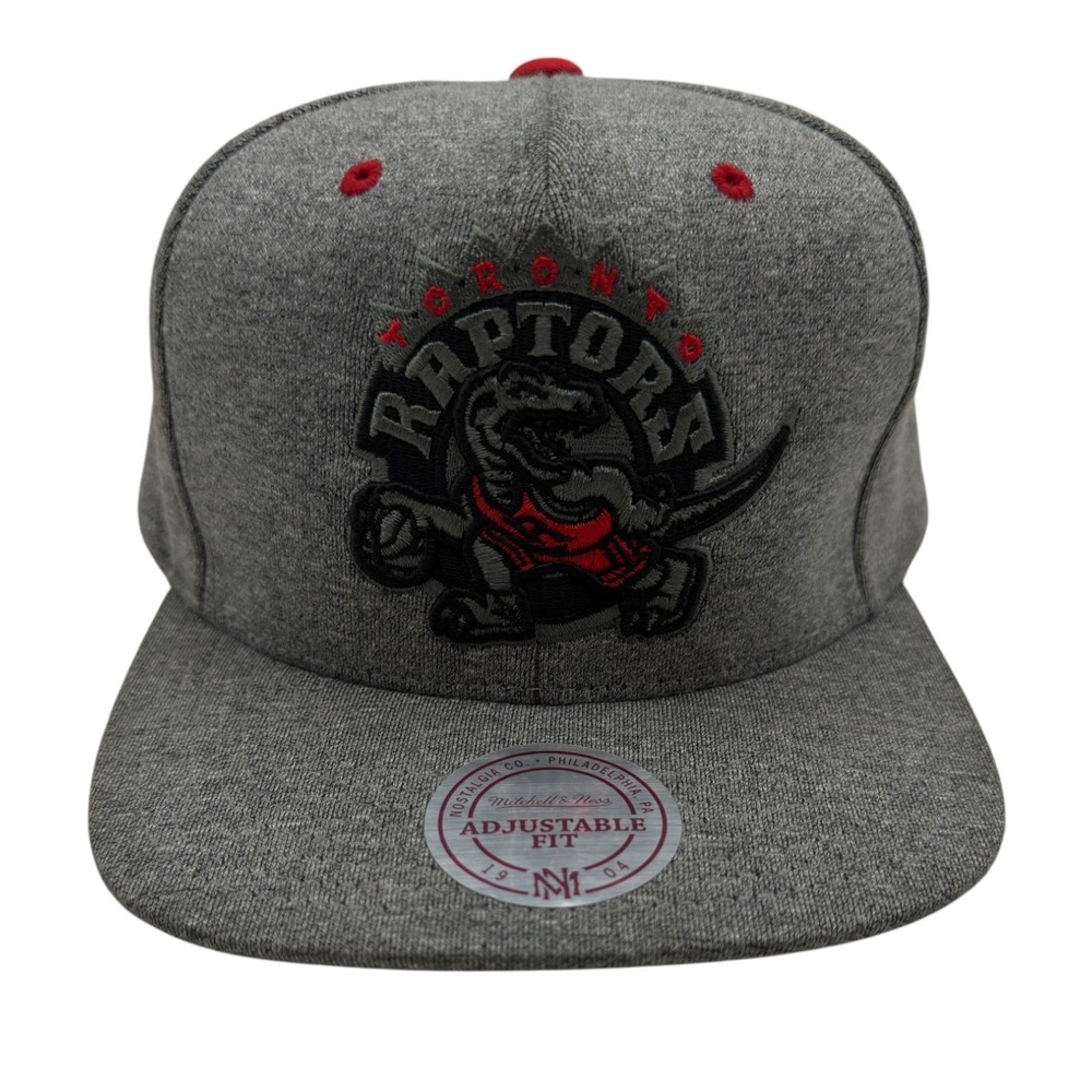 Mitchell & Ness Toronto Raptors Snapback Hat Grey Red Official Hardwood Classics